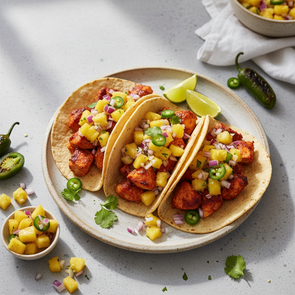 Al Pastor Chicken Tacos with Pineapple Salsa
