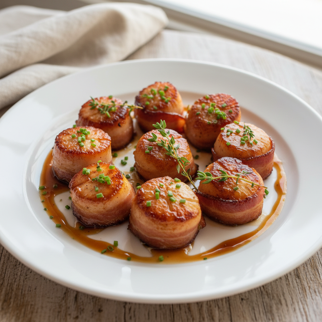 Bourbon-Glazed Bacon-Wrapped Scallops