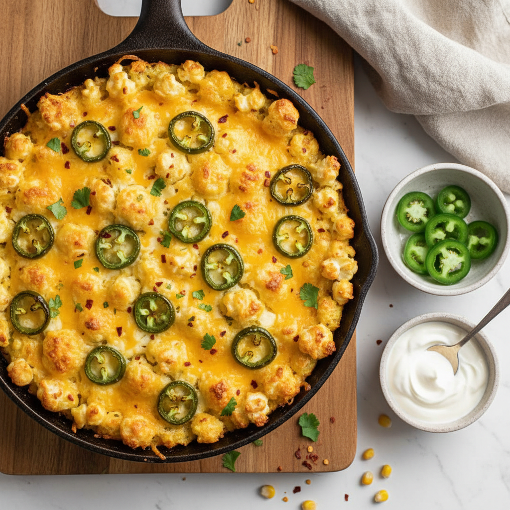 Cheesy Jalapeno Popped-Cornbread Casserole