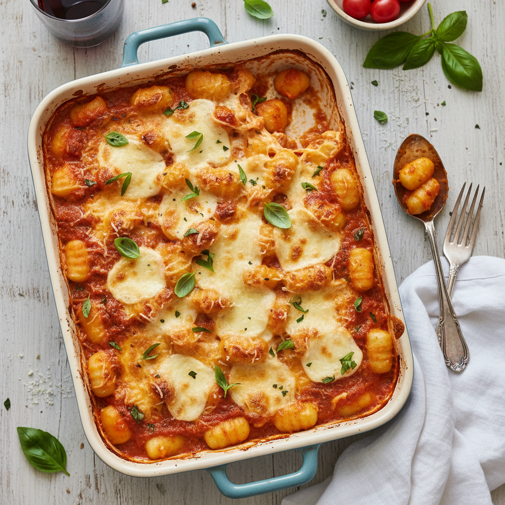 Creamy Tomato-Basil Gnocchi Bake