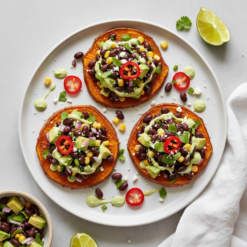 Crispy Sweet Potato Air Fryer Tostadas
