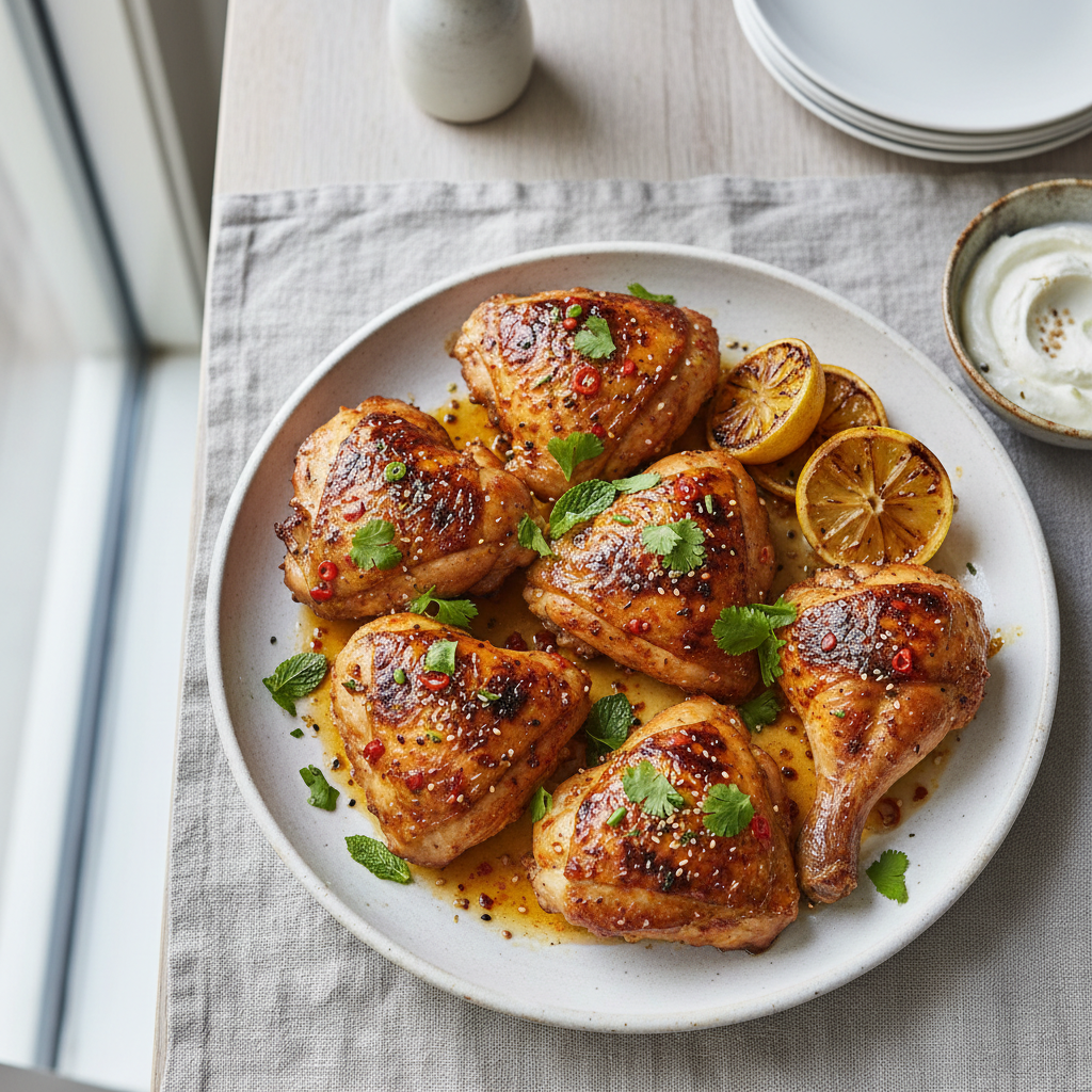Harissa Honey-Glazed Chicken Thighs