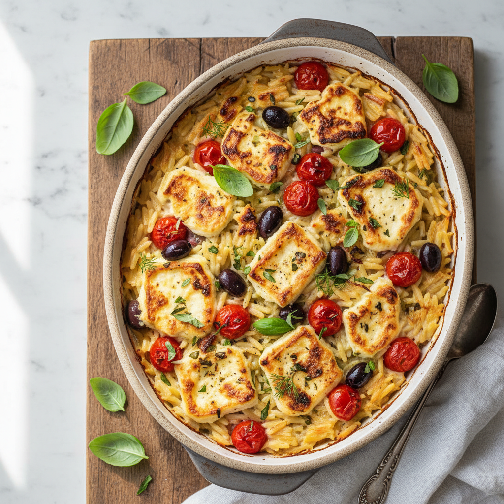 Mediterranean-Inspired Baked Feta Orzo