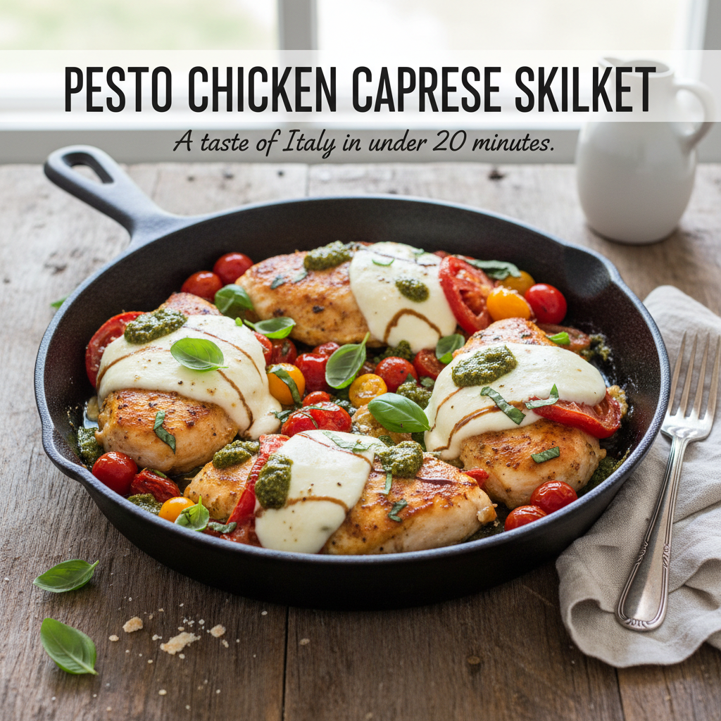 Pesto Chicken Caprese Skillet