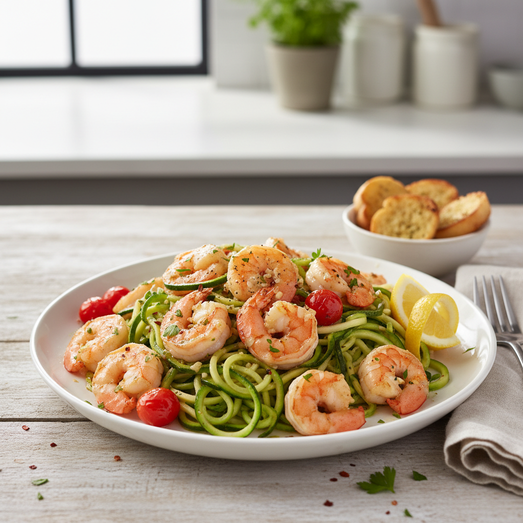 Speedy Shrimp Scampi with Zucchini Noodles