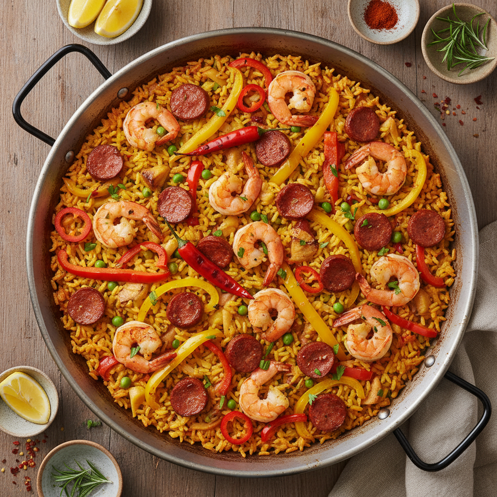 Spicy Chorizo and Shrimp Paella