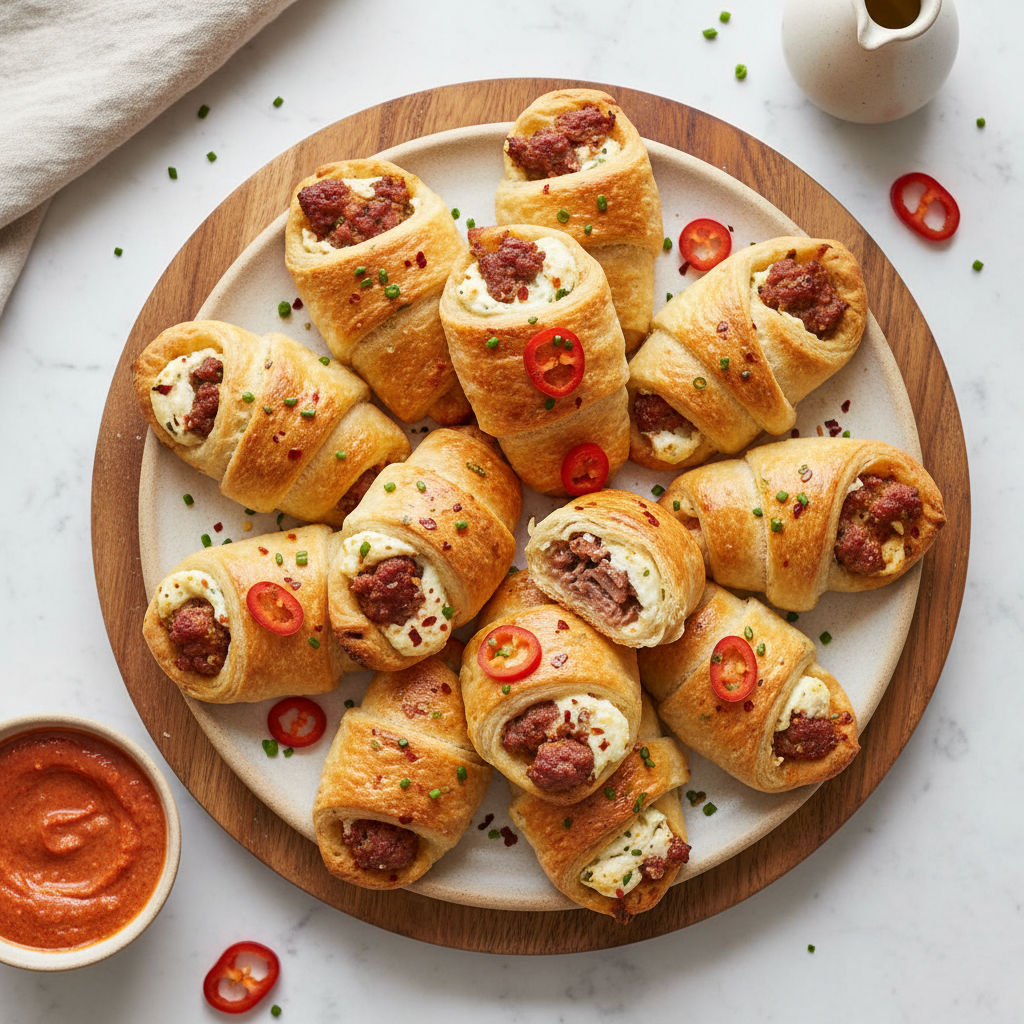 Spicy Sausage Cream Cheese Crescents